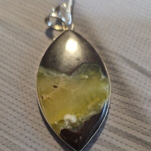 Elegant Sterling Silver And Bio Prehnite.